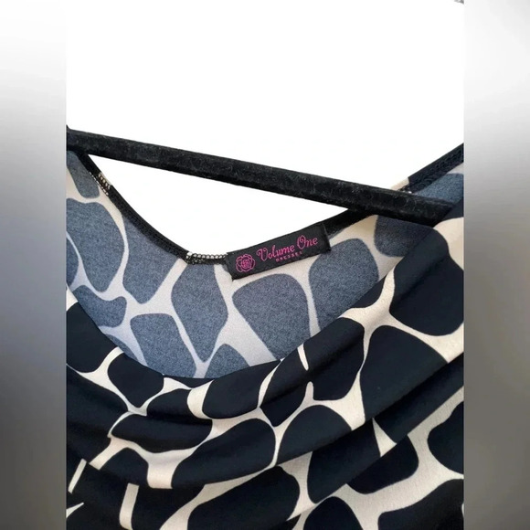 Volume One Animal Print Size Large Dress Tie at Waist Black Tan - Picture 4 of 5